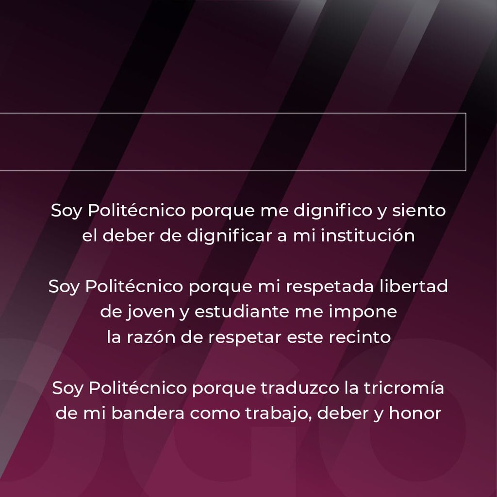 IPN_MX's tweet photo. Nuestro #Decálogo expresa fielmente los valores con los que los alumnos del #IPN afrontan la responsabilidad que les da el estudio. 

¡Feliz #DíaDelPolitécnico!

#87Aniversario https://t.co/mAomCYTqSX