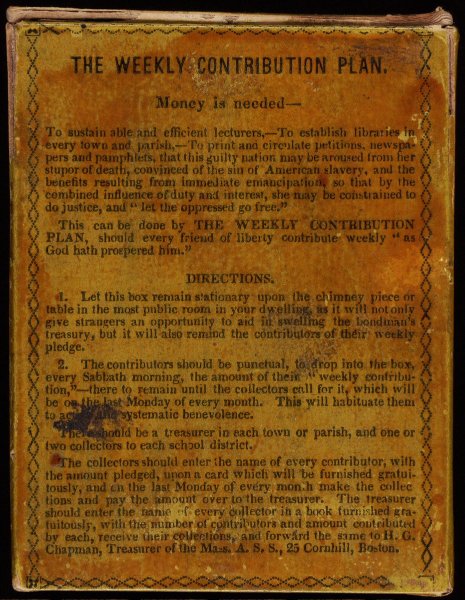 BeineckeLibrary's tweet photo. Collection Box of the Massachusetts Anti-Slavery Society, 1834 https://t.co/0YbgvHrSTQ
From: Randolph Linsly Simpson African-American collection https://t.co/7Gs7wYx9qx