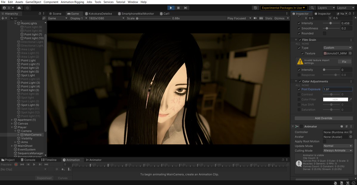 Tomodachi_ZGOK's tweet image. 「怖い」と「可愛い」の中間あたりを狙っていきたい
#Unity #ゲーム制作 #gamedev #indiedev #indiegame