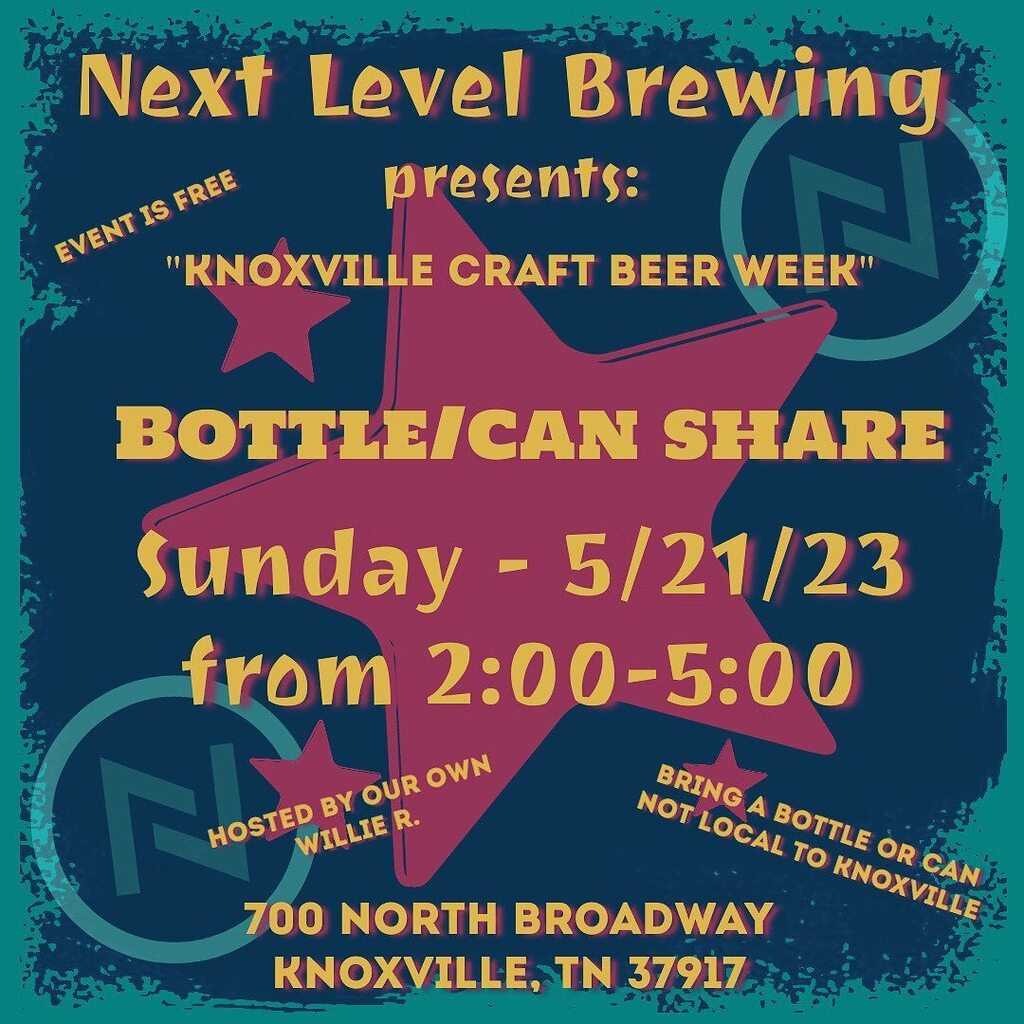 🐳🐳🐳 Knoxville Craft Beer Week is right around the corner and we’re getting pumped up here for it.  Join us Sunday, May 21 from 2:00-5:00 for a bottle/can share at <a href="/nextlevelknox/">Next Level</a> in the tap room.  The event is hosted by none other than our very own Wi… instagr.am/p/CsfCwbTMmJ7/