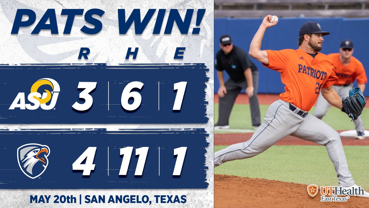 BASE | PATS WIN! @uttylerbaseball gets a career performance from Garrett Arredondo as he goes 8.2 innings with 9 strikeouts in the win as we will head to a winner take all game on Sunday! #SWOOPSWOOP