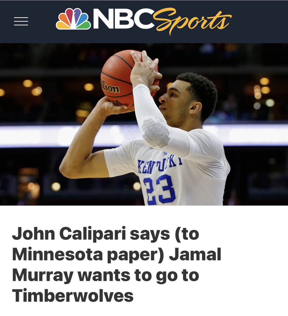ZackKuznia's tweet photo. Remember when Jamal Murray publicly said he wanted to be drafted by the Timberwolves but Thibs just liked Kris Dunn’s defensive potential a lil bit more https://t.co/8lWrrxnL0e