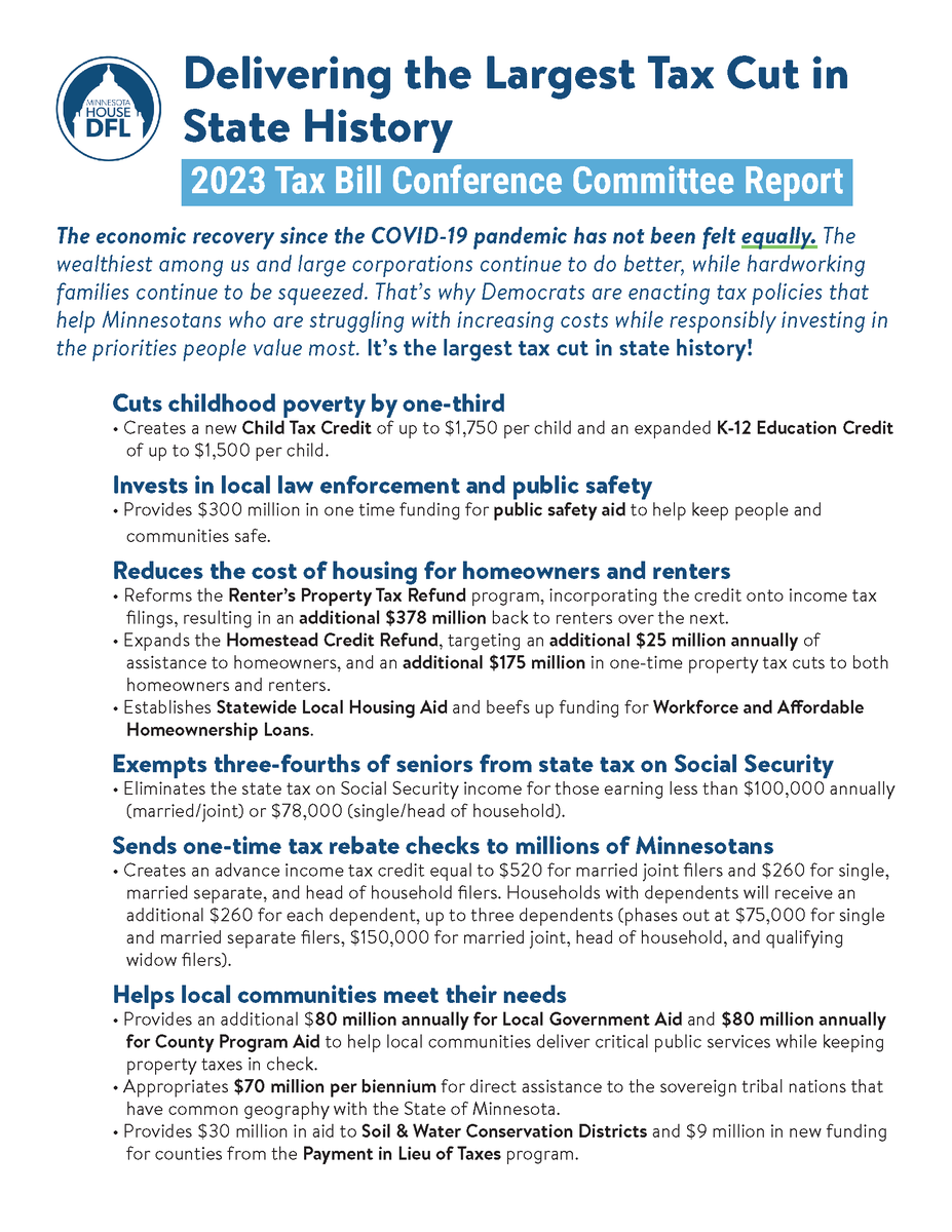 The House has passed the Tax Conference Committee Report, delivering the largest tax cut in Minnesota history! 📝 🏠 🏦 Bill language: revisor.mn.gov/bills/text.php… Spreadsheet: house.mn.gov/comm/docs/IZae… #mnleg