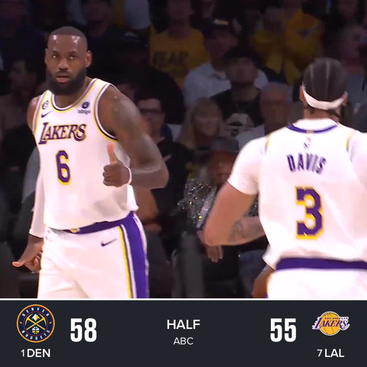 on Twitter "Or Maybe the Nuggets lead at half time?"