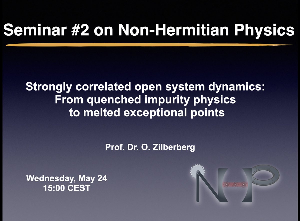 Our second #NHP seminar is on Wednesday, the 24th of May, at 15:00 CEST given by Prof. Zilberberg.