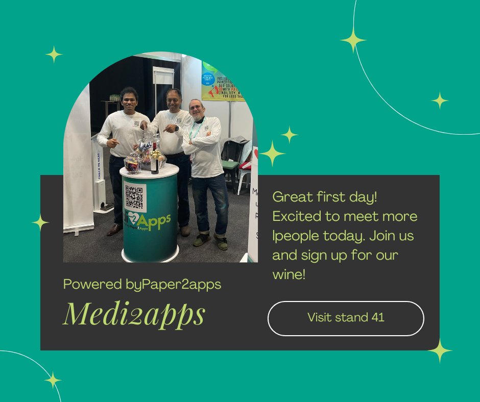 Paper2Apps's tweet photo. If you have not already visited us come in and scan the QR code at stand 41 to win our hamper and wine
 #Medi2apps #PONC #PONC23 #Adelaide #adeliadeecc #RACGP https://t.co/EnI581NDO7