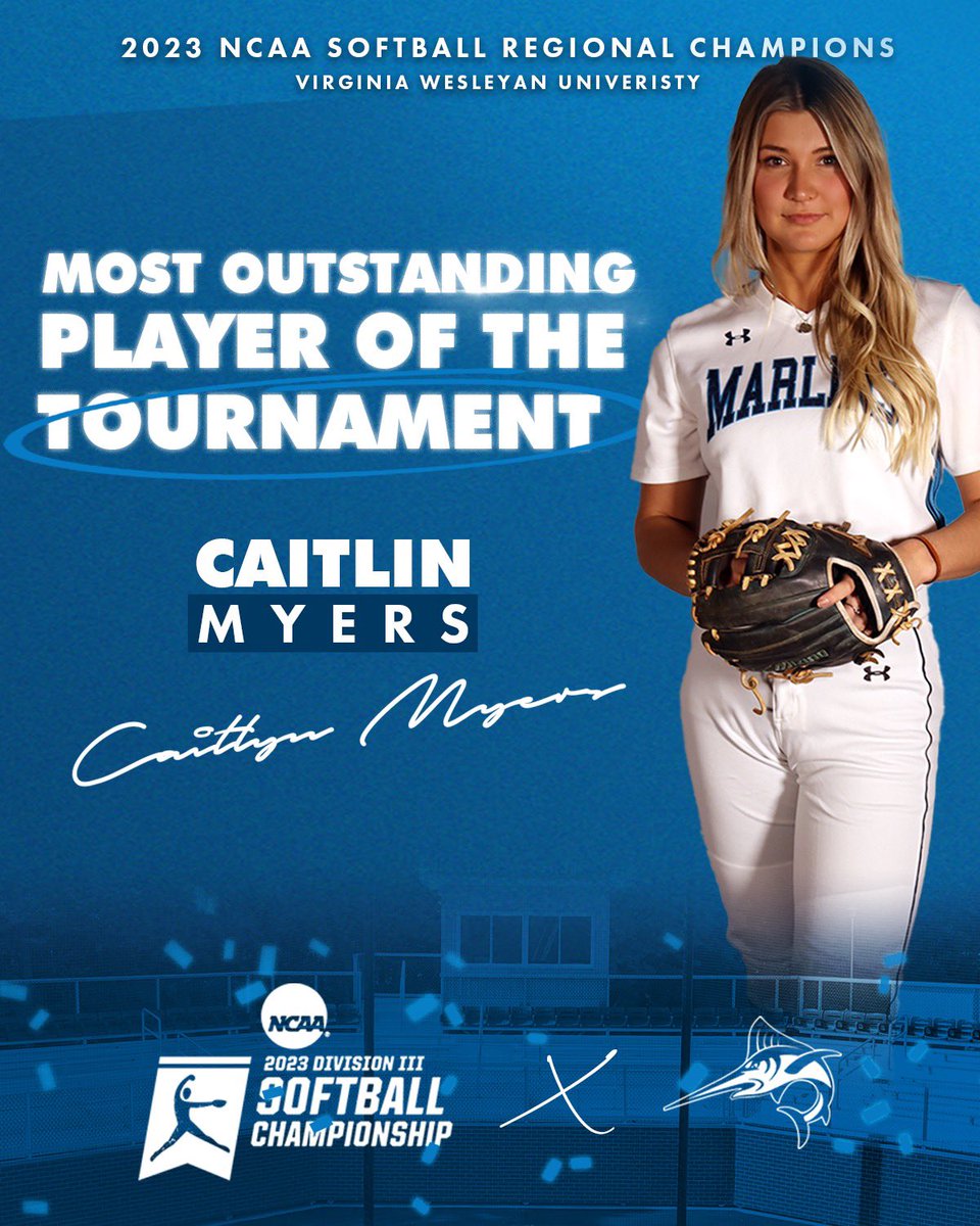 marlinsathletic's tweet photo. Congratulations

Caitlin Myers named Most Outstanding Player of the 2023 NCAA Regional Tournament hosted by Virginia Wesleyan! @vwusoftball 

#MostOustandingPlayer // #MarlinNation https://t.co/eLsZKrcQLX