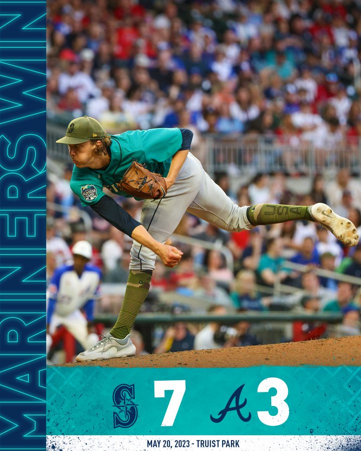 Mariners win! Final: Mariners 7, Braves 3 May 20, 2023 – Truist Park