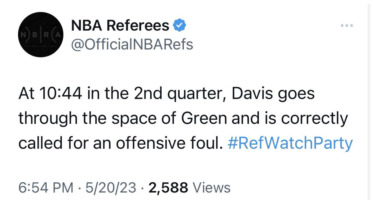 @OfficialNBARefs Lol, your whole #RefWatchPary tonight thus far is just you guys trying to justify why the Lakers were assessed fouls!