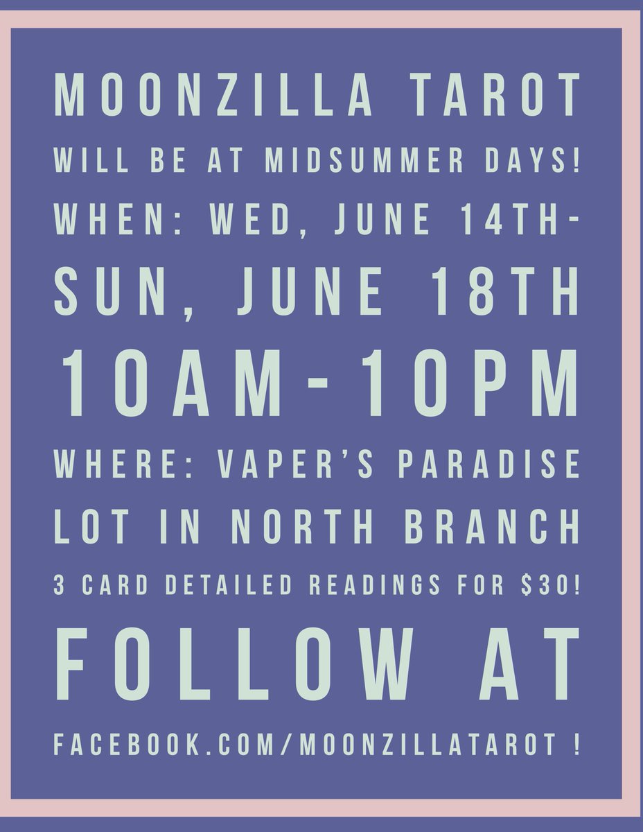 Come see me at Midsummer Days!! 
#tarot #tarotreader #intuitivereader #cards #fun #healing #therapy #reading #Minnesota #smallbiz #localbiz