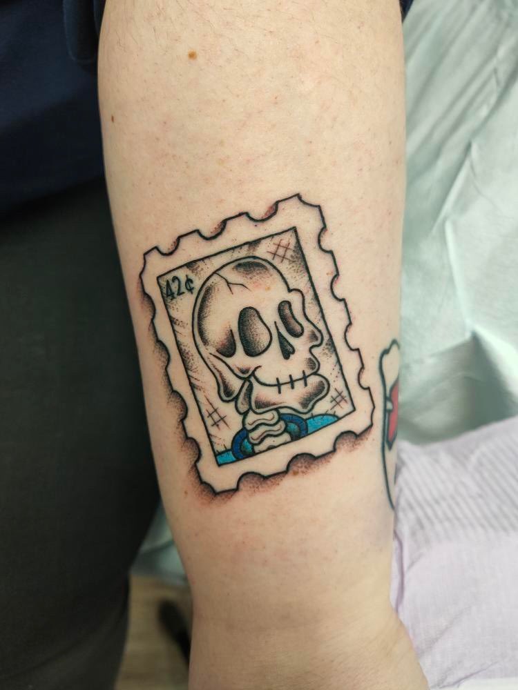 tattooedwitchca's tweet photo. New tat; who dis? 💀 https://t.co/r7TpRCoaXc
