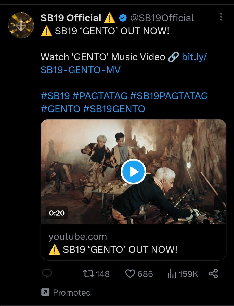 OMG!! PROMOTED NARIN DITO SA TWITTER!! NOW LANG BA TO? 😍

STREAM GENTO MV
GENTO CIENTO POR CIENTO 
<a href="/SB19Official/">SB19 Official</a> #SB19
#GENTO #NEWMUSIC