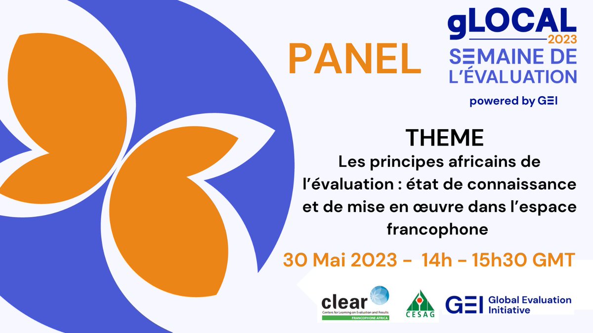 🎓Intéressé par la pratique du Suivi et de l'#évaluation en #Afrique📚? Rejoignez nos panélistes @SimYassah Awilelo Badjo (@Clear_FA), Amadou Saley Oumarou, (Niger), Samuel Kouakou (2IEval) et Yossa Thaddée (CADEA) pour une discussion , en vous inscrivant: us06web.zoom.us/webinar/regist…