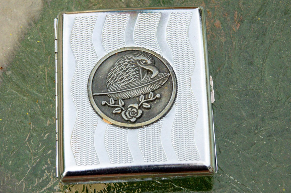 Excited to share this item from my #etsy shop: Vintage Cigarette Holder, Joint Case,Vintage Collectibles, Rare Metal Case, Eagle Design, Fathers Day Gift #silver #metal #vintagetin #jointcase #weedcase #tobacco #marijuana #smokertin #silverholder etsy.me/3OtAi6R