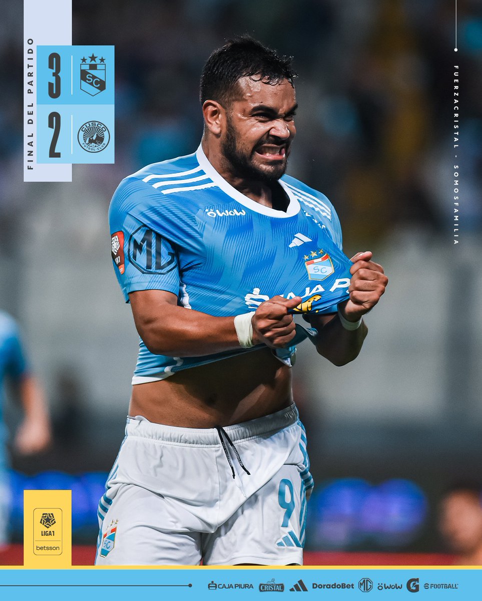 ClubSCristal's tweet photo. FINAL DEL PARTIDO EN EL ESTADIO NACIONAL. 
NOS QUEDAMOS CON LOS TRES PUNTOS.

Sporting Cristal 3-2 Cusco FC

🏆 @LigaFutProf

¡FUERZA CRISTAL! https://t.co/5NYcuKWTfQ