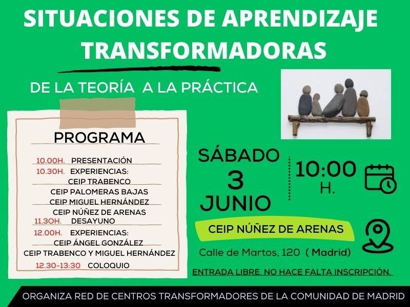 3 de junio. Situaciones de aprendizaje transformadoras, de la teoría a la práctica. En el CEIP Núñez de Arenas.
