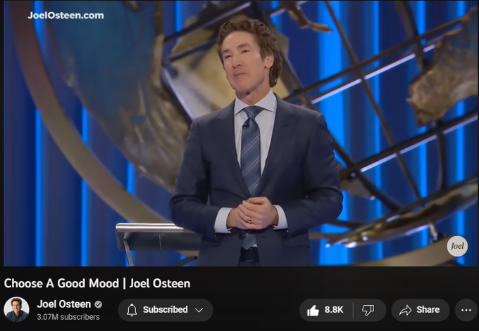 225,355 views  15 May 2023  #JoelOsteen
Feelings don’t determine your destiny. When you fill your mind with thoughts of faith and victory, the right feelings will follow.

🛎 Subscribe to receive weekly messages of hope, encouragement, and inspiration from Joel! http://bit.ly/JoelYTSub

Follow #JoelOsteen on social 
Twitter: http://Bit.ly/JoelOTW 
Instagram: http://BIt.ly/JoelIG 
Facebook: http://Bit.ly/JoelOFB

Thank you for your generosity! To give, visit https://joelosteen.com/give