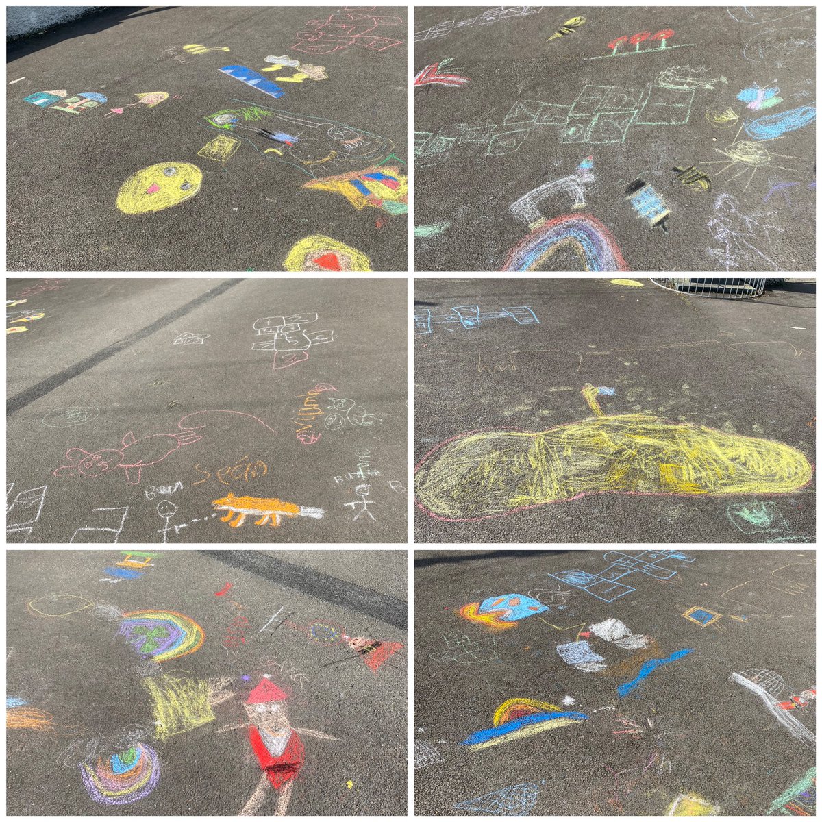 Fun in the sun…..Chalk art outside on a gorgeous sunny morning! #juniorinfants #seniorinfants #firstclass