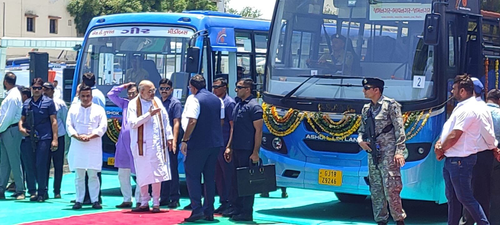 All India Radio News on Twitter: "Union Home and cooperation Minister @ AmitShah launches 321 buses of Gujarat State Road Transport Corporation,  #GSRTC in Ahmedabad in presence of Minister of State for Transport
