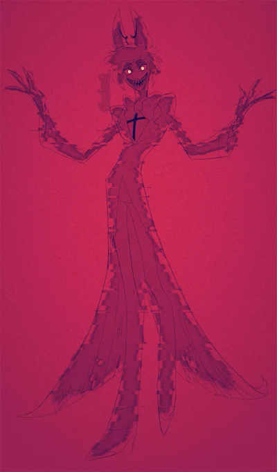 #HazbinHotelFanart  裾がこう、下半身に沿って流れてると良いなって思って