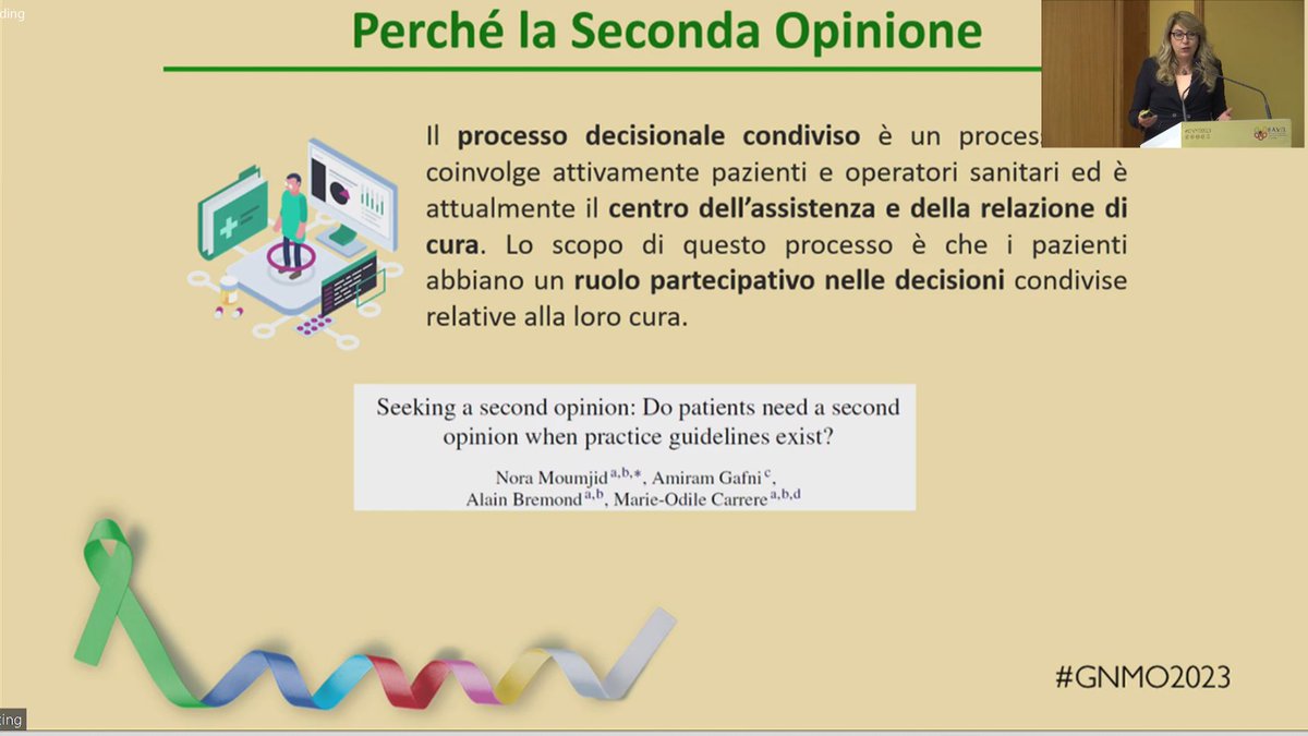 favo_it's tweet photo. ⏰Riprendono i lavori della #GNMO2023. In apertura di mattinata, la dr.ssa R. Chiari (@AIOMtweet) esplora il tema della seconda opinione in #oncologia. https://t.co/VeOAta3bPH