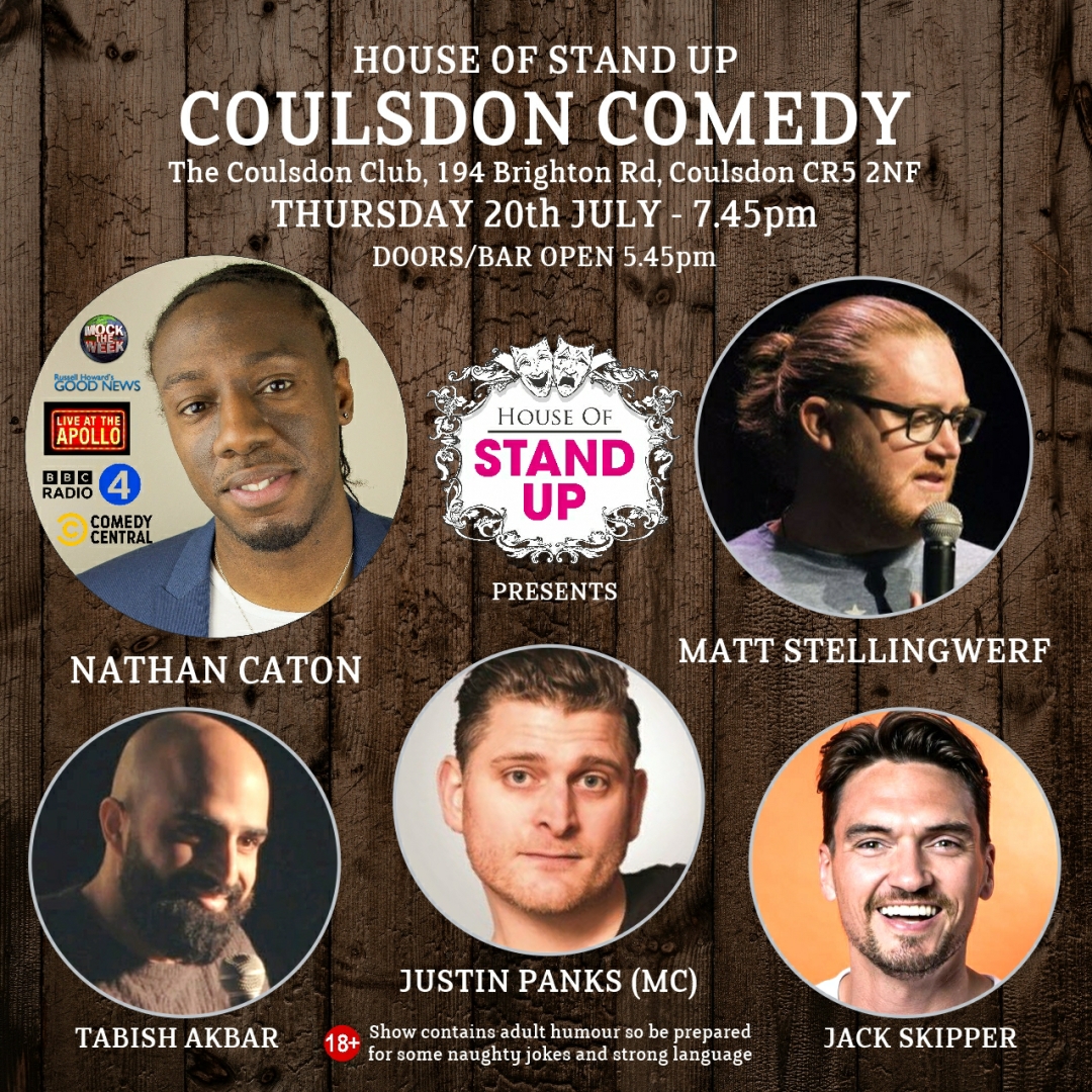 Next #Coulsdon #Comedy Show features Nathan Caton, one of the most exciting young comedians on the scene. 
TIX houseofstandup.co.uk/coulsdon
#standupcomedy #oldcoulsdon #kenley #purley #croydon #warlingham #banstead #caterham #sutton #surrey #nathancaton #mattstellingwerf #justinpanks