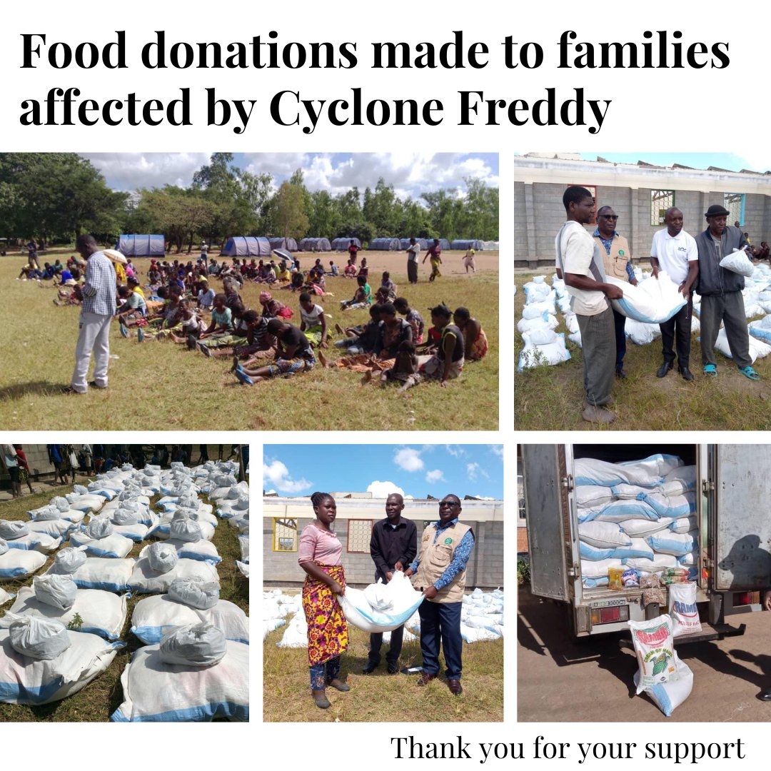 Thanks to your response to our Emergency Appeal, we've provided 100 displaced families with food supplies in Zomba District. Families have each received items such as maize flour, beans, rice, soya pieces, salt and cooking oil. #Thankyou, as always, for your generosity.

#Malawi