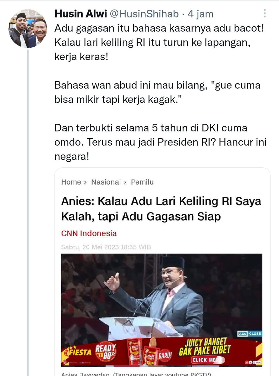 Negara ini berdiri diawali dg gagasan. Pahlawan berjuang dg gagasan tdk ingin dijajah. Sumpah Pemuda lahir krn gagasan mempersatukan pemuda Indonesia. Proklamasi terjadi krn gagasan ingin merdeka menentukan nasib sendiri. Kalo ada yg ngomong adu gagasan=bacot, ia hanya sampah.