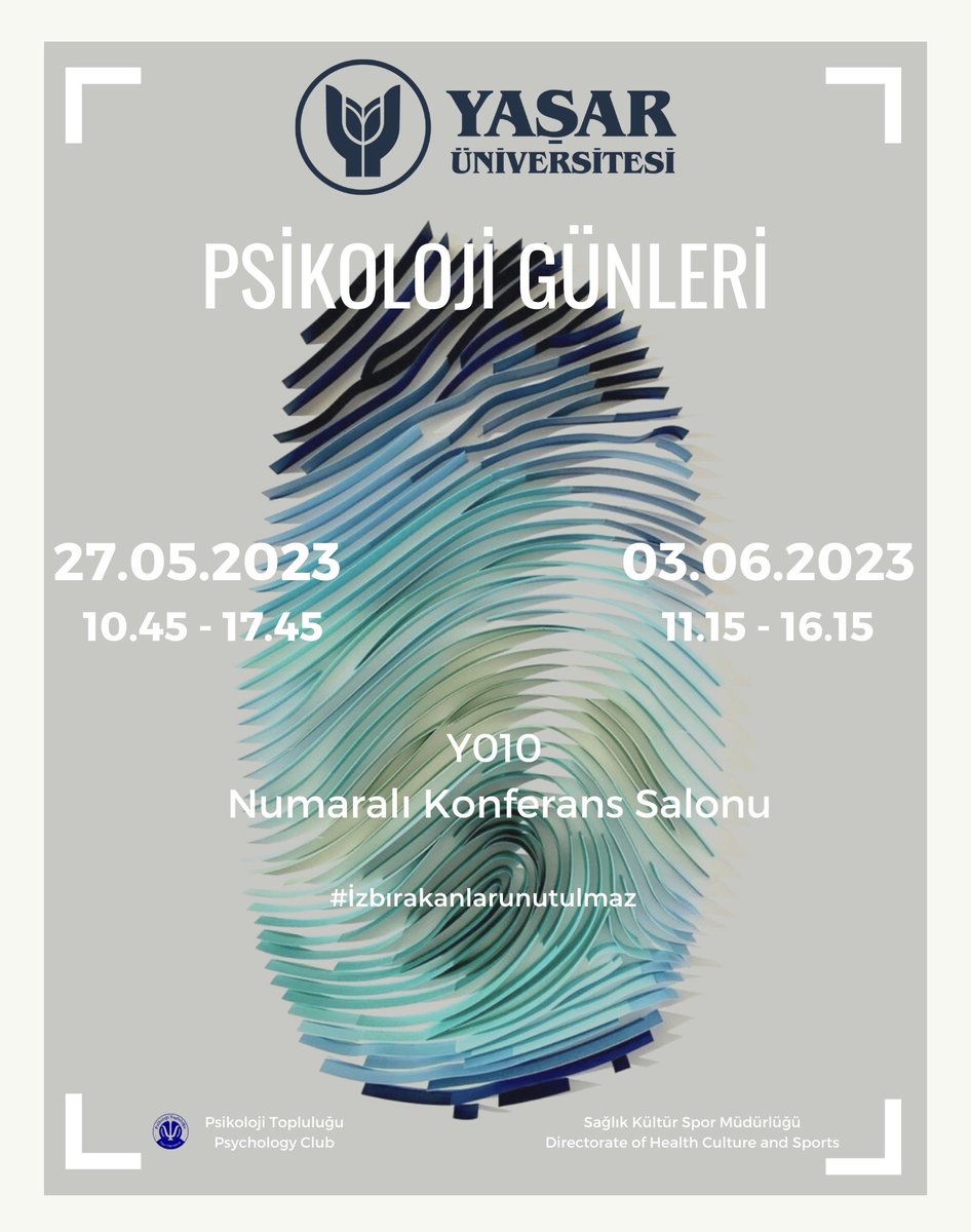 yasarpsi's tweet photo. Psikoloji Günleri’23 ile iz bırakmaya geliyoruz❣️

27.05.2023-03.06.2023 tarihlerinde Yaşar Üniversitesi Y010 numaralı konferans salonunda buluşuyor ve alanında iz bırakan değerli hocalarımızın katılımıyla Psikoloji Günleri’ni gerçekleştiriyoruz! 

Katılım linki biomuzda! https://t.co/Yu3Png31BV