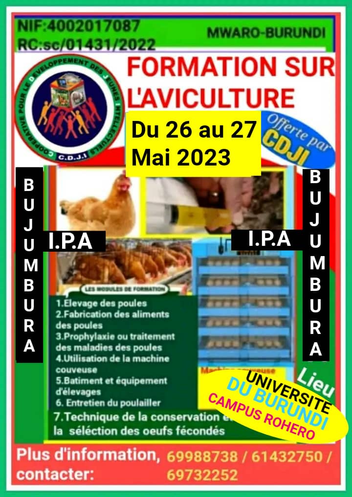 CDJI12's tweet photo. Une autre fenêtre d'opportunité vient de s'ouvrir dans #CDJI. Cette coopérative organise encore une formation en aviculture. Soyez les bienvenus car le prix est presque promotionnel ! https://t.co/dNnvilr8FX