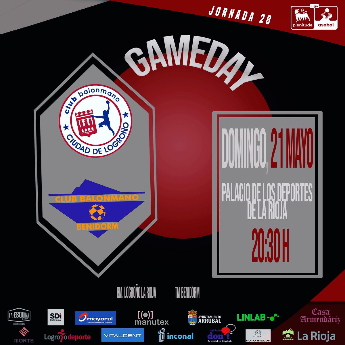 ciudadlogronobm's tweet image. 🔥GAMEDAY🔥
#ligaplenitudeasobal #jornada28 
❤️¡¡Feliz Domingo Franjivinos!!
⚔️Hoy nos enfrentamos contra @tmbenidorm 💥

⚔️Vamos a por esos 2 puntos 🫶🏼🤾‍♂️

📍Palacio de los deportes La Rioja
🕒 20.30