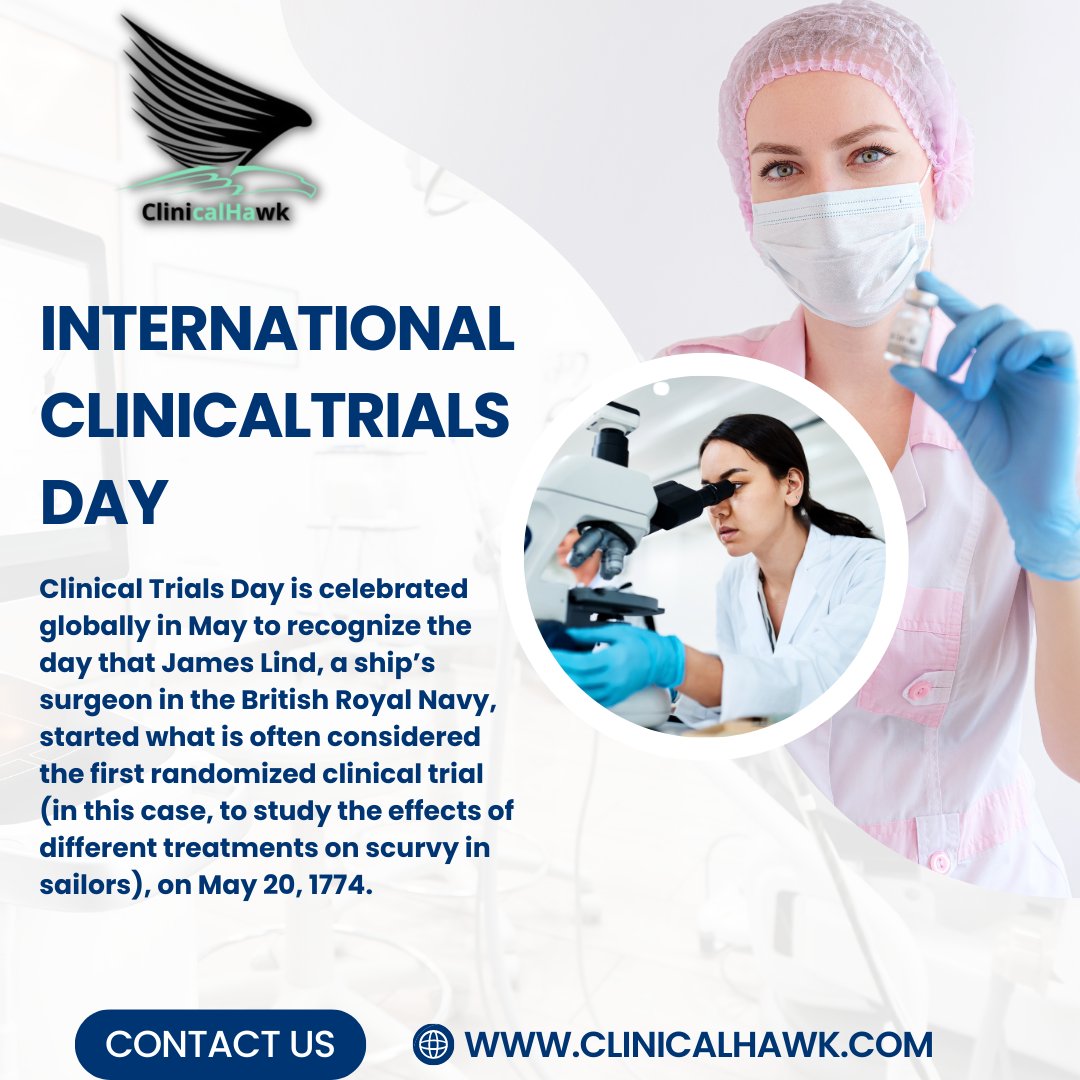 ClinicalHawk Wishes you A Happy Clinicaltrials Day...
Website: ClinicalHawk.com
USA: (+1) 813 817 4433
India: (+91) 79 410 05662
Email: Sales@n2nacers.com
#clinicaltrialsday #clinicalresearch #bpharma #clinicaltrials #clinicalresearchassociate #clinicalresearchcareers