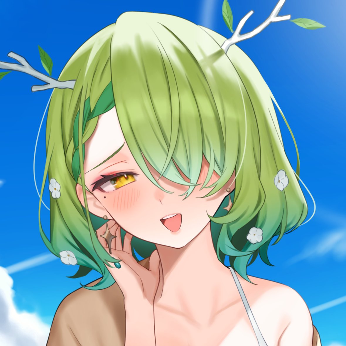 七詩ムメイ 「Thank you for riding the face train. Thi」|青竹色🎋お仕事募集中のイラスト