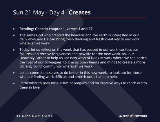 TWsocials's tweet photo. Here is today's reading taken from the Thy Kingdom Come workplace prayer diary. For tomorrow's reading and prayer click the link below:
https://t.co/IfbgWIwvUx
#prayer #workplace #transformwork #tkc2023 #thykingdomcome https://t.co/nYezKzfdcf