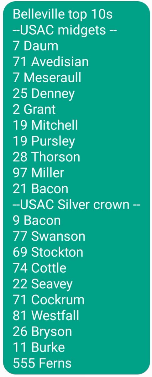 Belleville A main top 10s ..