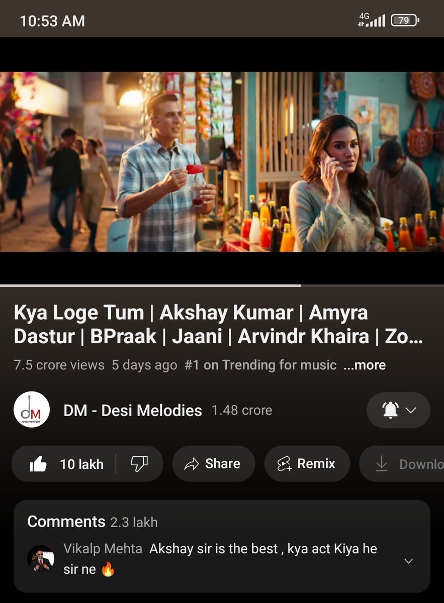 Jalwa hai boss ka 
Chartbusters song 
#kyalogetum 5 days 75 + million views
Blockbuster response 
#AkshayKumar love you❤ gurujii