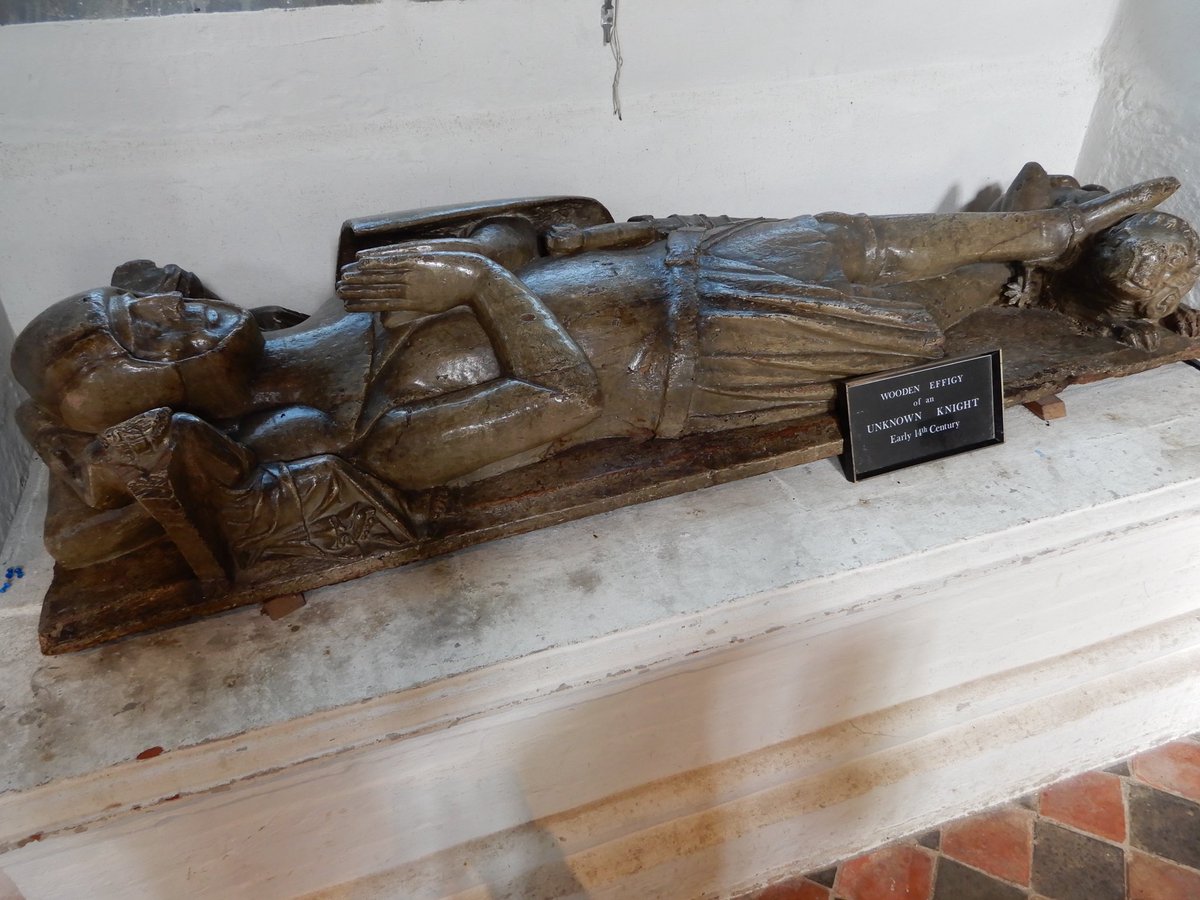 On a blustery day in early March I visited St Mary’s Church in Bures on the Suffolk side of the River Stour. This 14th century effigy of an unknown knight is situated by one of the north windows. It’s rare because it’s been carved entirely out of sweet chestnut wood. #Suffolk 1/3