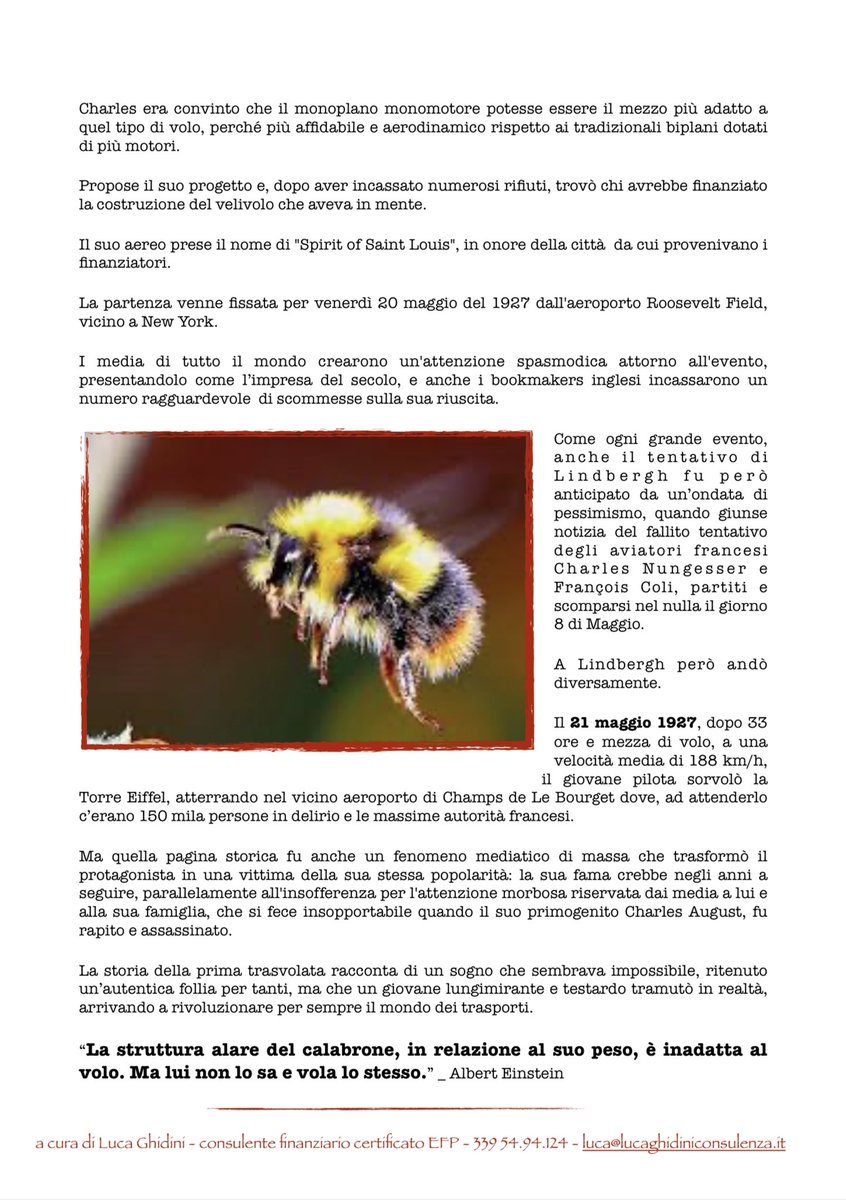 LE POTENZIALITÀ DELL’IMPOSSIBILE - Newsletter n.209 del 21 Maggio 2023

Tante cose vengono considerate impossibili,

finché non si trova qualcuno che riesce a farle.

Buona lettura,     

Luca    

Per riceverla in formato pdf:  luca@lucaghidiniconsulenza.it