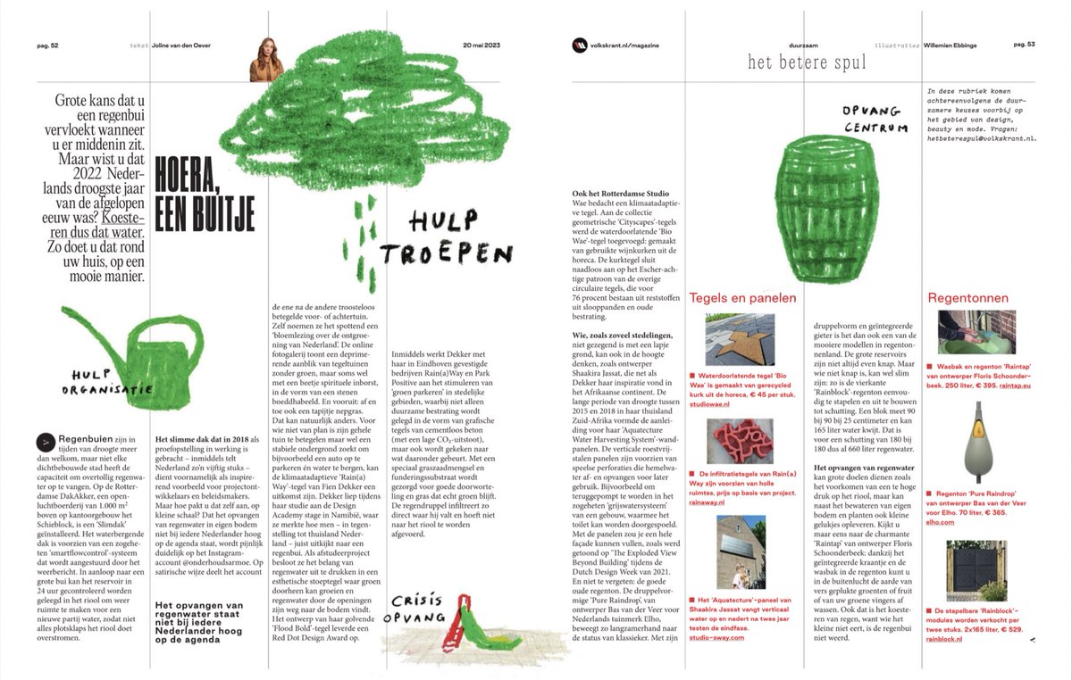 Informatief artikel in <a href="/vkmag/">VKMag</a> over het #koesteren van #water in de #tuin.
In de categorie ‘elke druppel💧telt’: regenwater opvangen in tijden van te veel met verminderd risico op overlast, dat benut wordt in tijden van droogte.

Aanpassen aan extremer weer. Iedereen kan wat doen!