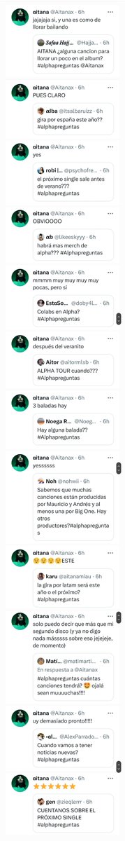Lo q + m interesa de las #alphapreguntas de Aitana 🥰

¡Se viene anuncios de gira y disco ya! 😅