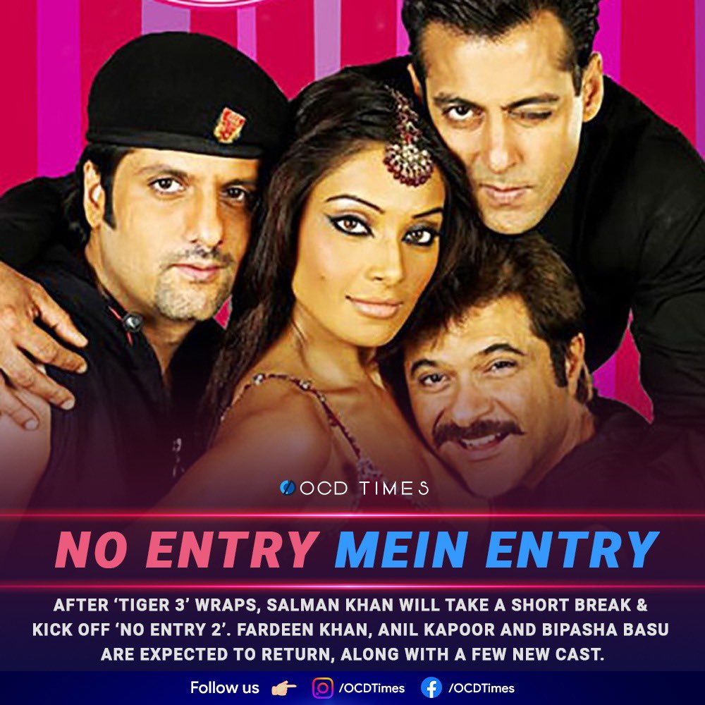 The film has been on the backburner for a while now, due to legal issues. There was also news of it being shelved as the cost to resolve them was amounting to be too high. 
.
#ocdtimes #SalmanKhan #NoEntry #NoEntry2 #NoEntryMeinEntry #FardeenKhan #AnilKapoor #BipashaBasu