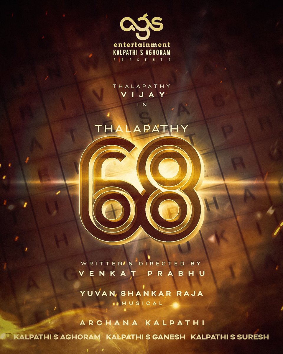 #AGSEntertainment yet again teams up with #ThalapathyVijay for 'Thalapathy 68' 

#AGS25 #Thalapathy68

@actorvijay @Ags_production @vp_offl @thisisysr @archanakalpathi @Jagadishbliss @aishkalpathi @venkat_manickam