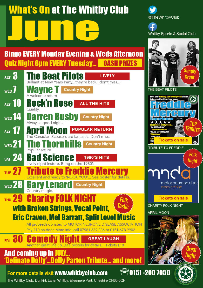 JUNE's What's On at The Whitby Club... 
- *|whitbyclub.com|*