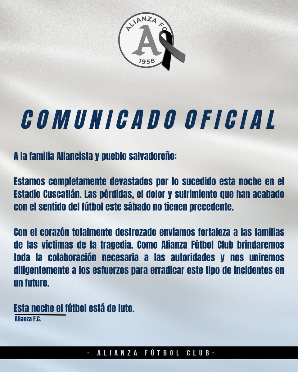 AlianzaFC_sv's tweet image. 🅰️| Comunicado oficial.

#AlianzaFC 😔💔
