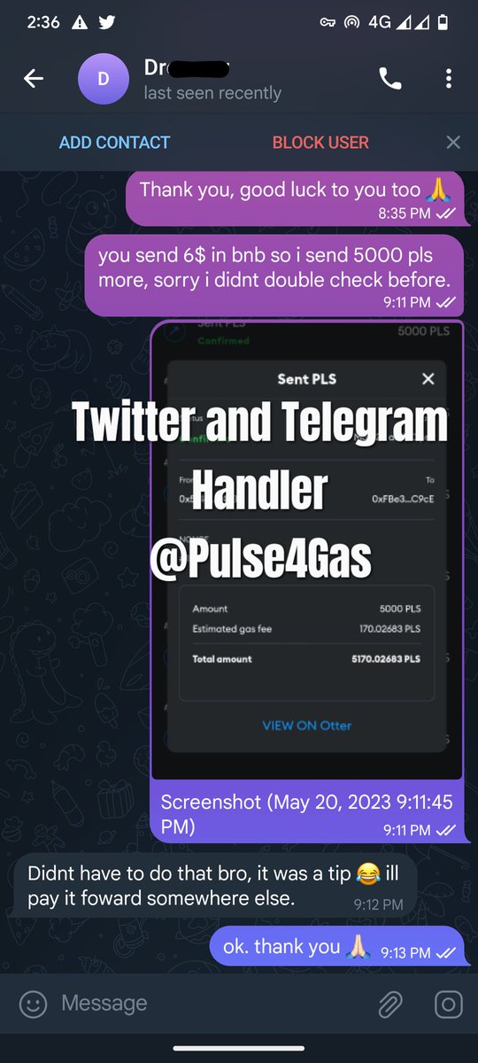 Pulse4Gas's tweet photo. Thank you for the trust and tip. Pulsechain community awesome 👍 😎 https://t.co/9SDFKf2Jc9