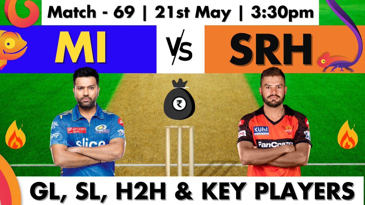 FantasyGully's tweet photo. Indian Premier League, 2023 | Match 69
Mumbai Indians vs Sunrisers Hyderabad

Top Picks📊👇
https://t.co/l2joNdkdqg

For Fantasy Tips, Dream11 Predictions, and Player Stats visit Fantasy Gully. 💥
https://t.co/h6zaatIQRC https://t.co/jUBnllF0va
