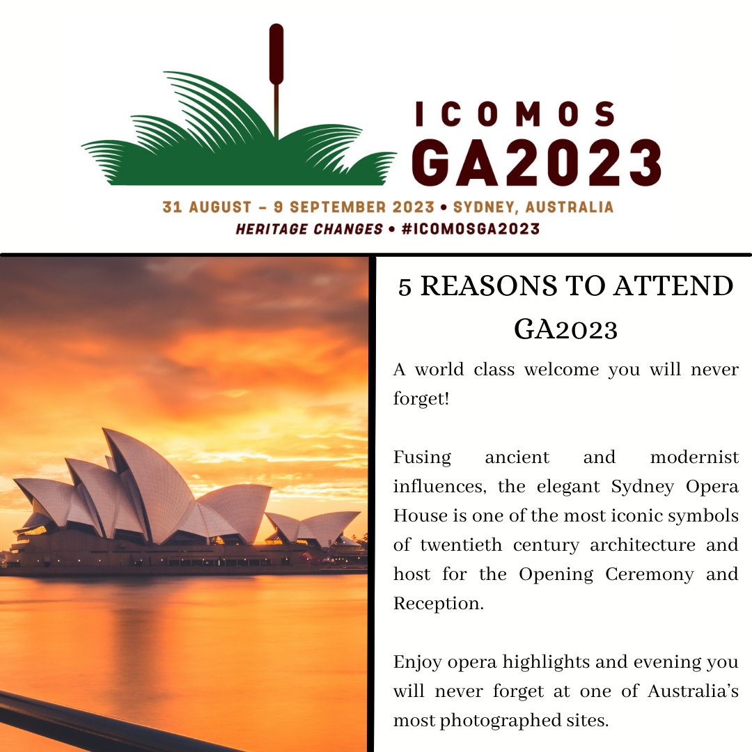 Icomos_GA2023's tweet photo. As the Early Bird registration deadline is fast approaching (31 May), over the coming days lets have a look at 5 reasons you should attend the GA2023 and be apart of something rare and amazing!
#Culturalheritage #icomos #HeritageChanges #icomosga2023 #SeeYouAtGA2023 https://t.co/asbpqtwoxy