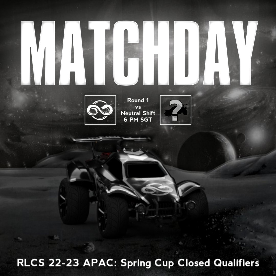 It's time!
We start our RLCS 22-23 APAC: Spring Cup journey today at 18:00 SGT/15:30 IST/19:00 JST against Neutral Shift. Come and support us at twitch.tv/infinityesport… later today!