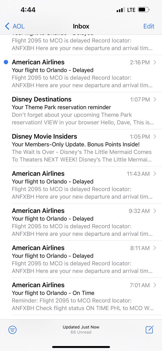 DanglerDave16's tweet photo. My family had the Worst experience with @AmericanAir  on our 1st trip to @WaltDisneyWorld! Going there, our 11am flight was delayed repeatedly for 7 hrs &amp; we were deplaned bc there was “missing paperwork”. We were traveling with our 6 &amp; 4 year old, whom has a metabolic disorder, https://t.co/CwiTsZ2jFL