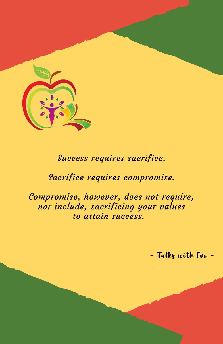 You will have challenges along the road to success. You may also need to take some steps back in making compromises. Never, however, step outside of your principles #valuesarewhoyouare #yourepresentyourself #standforwhoyouare #savorsunday #talkssee #talkswitheve